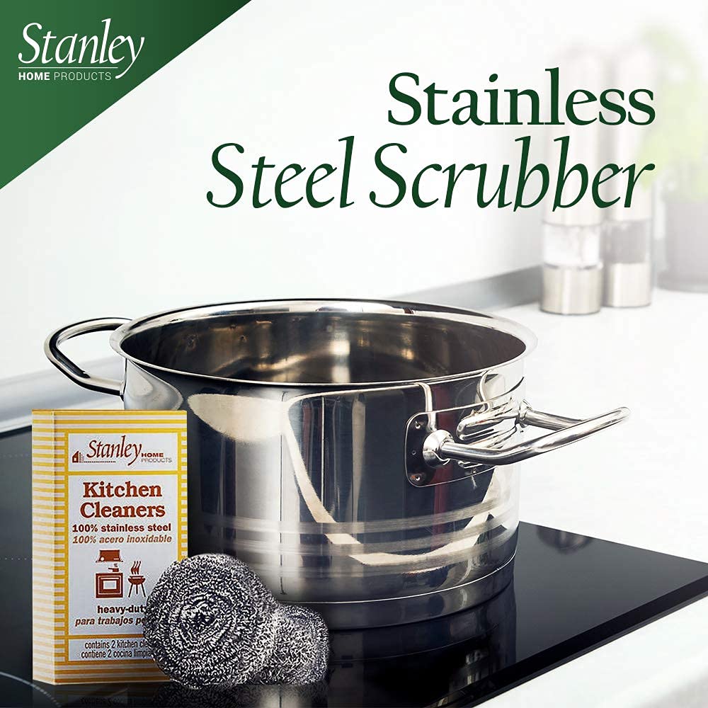 Stanley Home Products Stainless Steel Scrubbers - Rust Resistant Sponge for Pots, Pans, Grills, Ovens, Sinks and Tools - Metal Scrubbers for Kitchen
