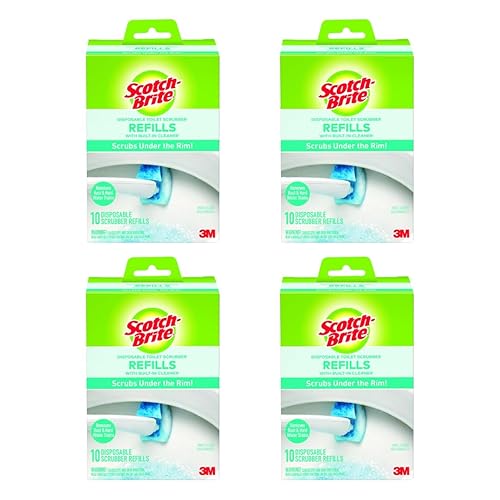 Scotch-Brite Disposable Toilet Scrubber Refills, Removes Rust & Hard Water Stains, 10 Disposable Refills Blue - (4-Pack)