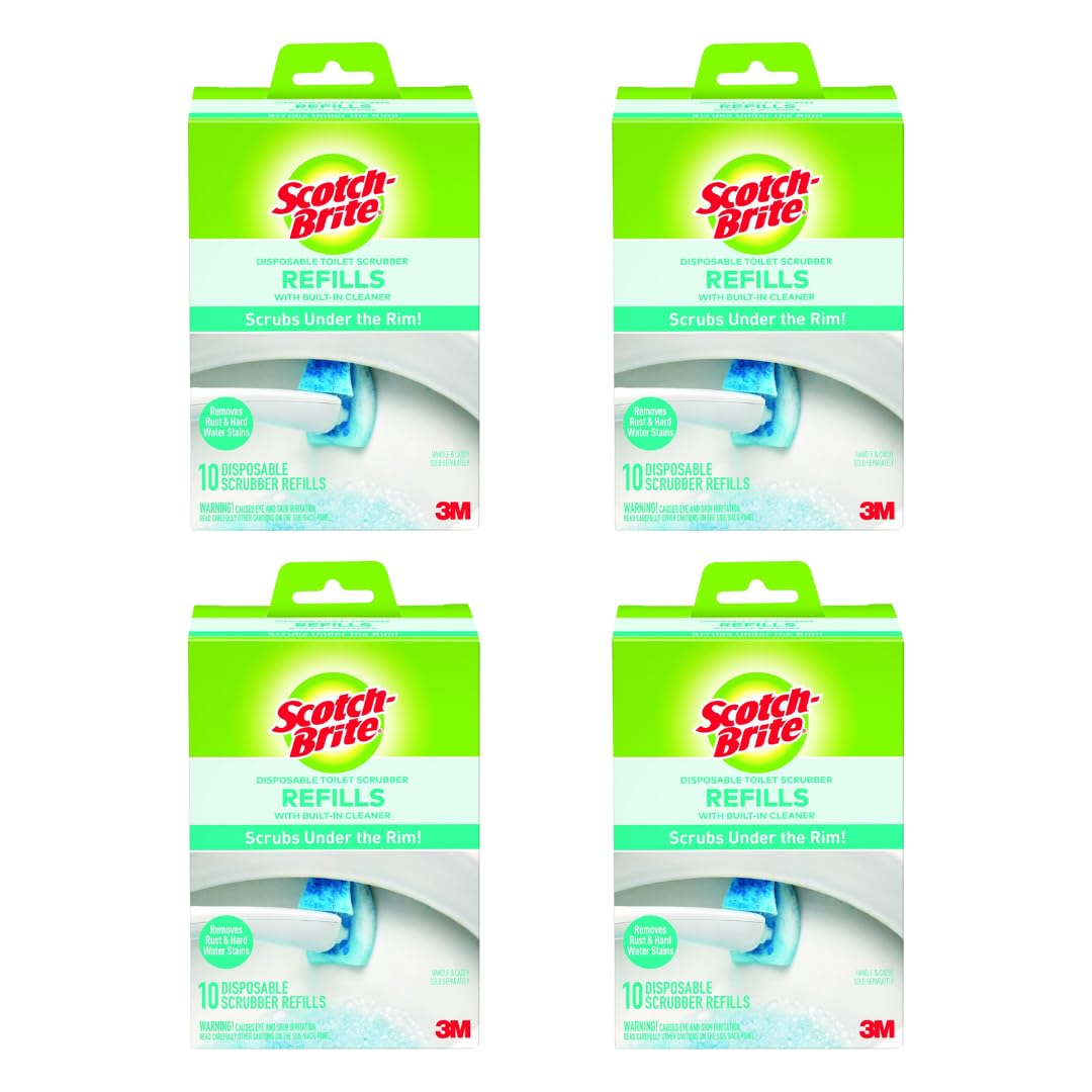 Scotch-Brite Disposable Toilet Scrubber Refills, Removes Rust & Hard Water Stains, 10 Disposable Refills Blue - (4-Pack)
