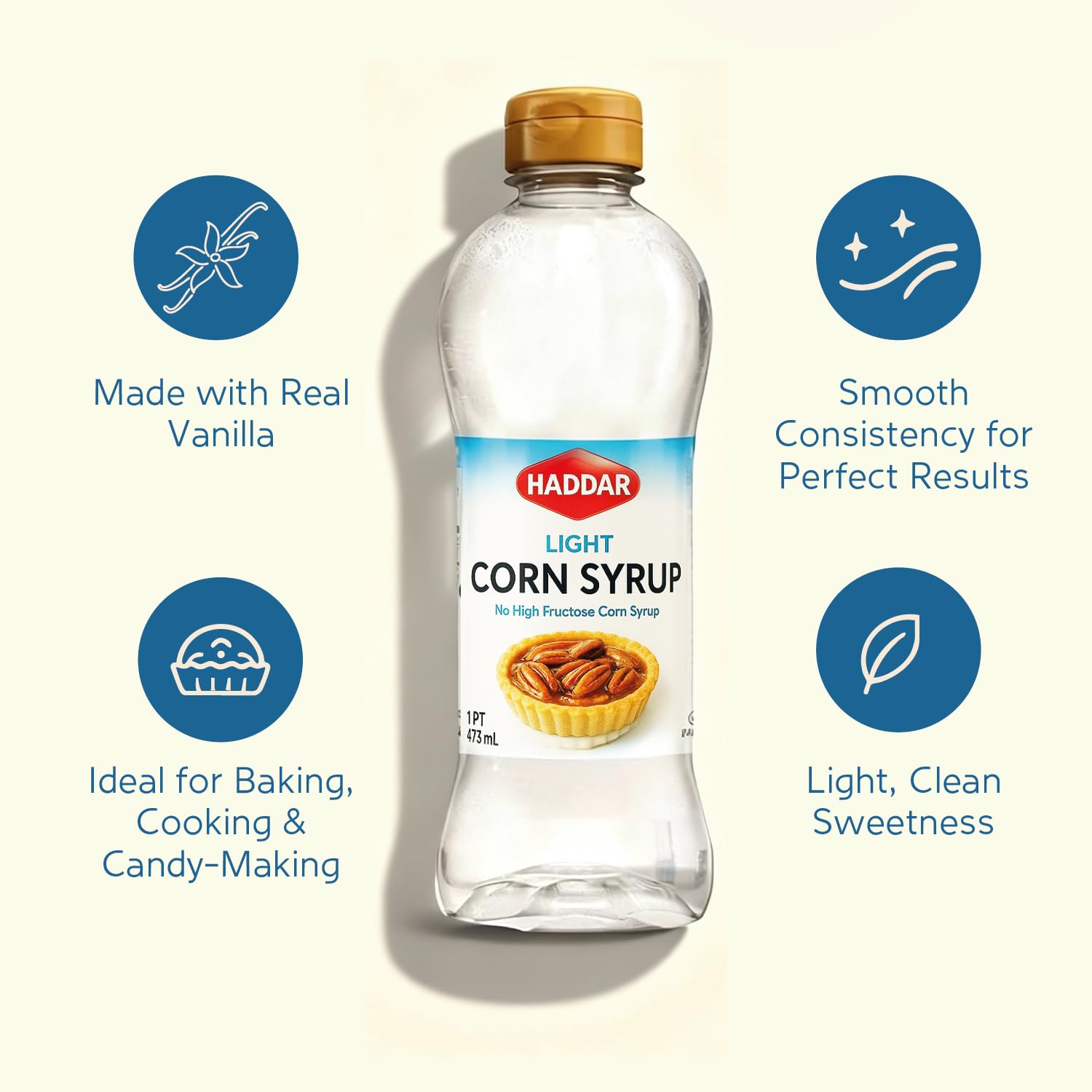 Haddar Light Corn Syrup 16oz (2 Pack) Made with Real Vanilla | No High Fructose Corn Syrup!