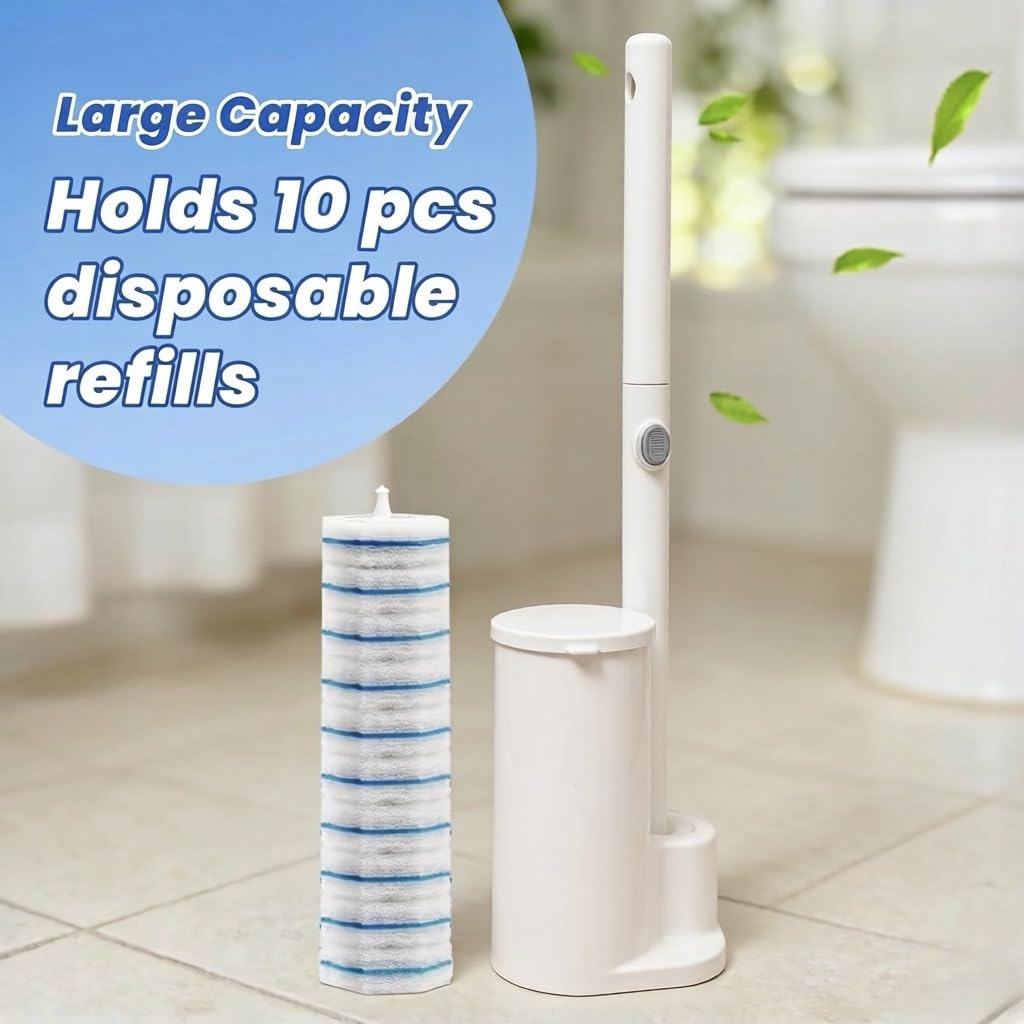 Disposable Toilet Brush Cleaning System with 50pcs Toilet Bowl Wand Refills for Clorox Toilet Bowl Wand Kit,Wall Mounted Disposable Toilet Bowl Brush