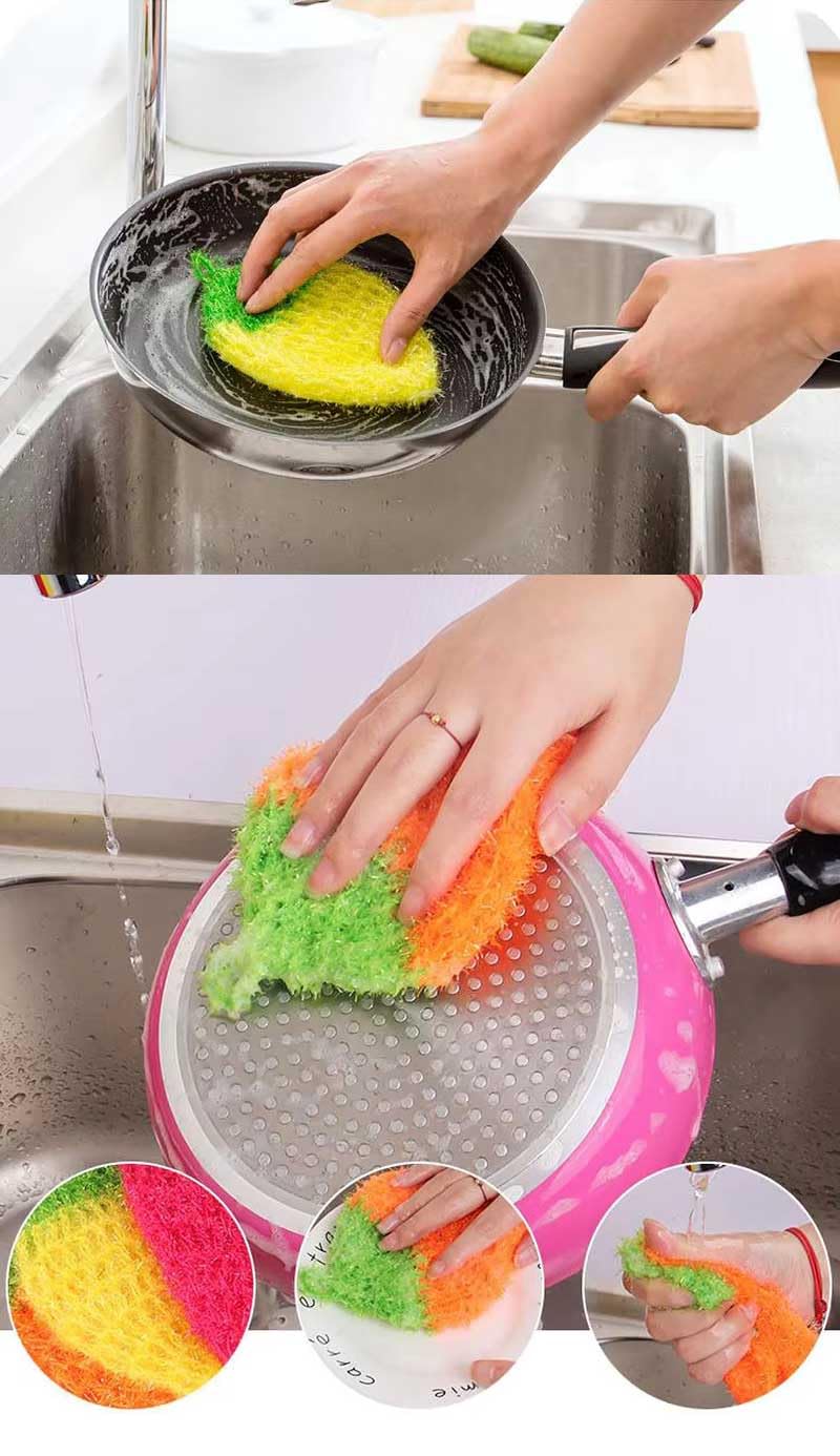 10 Pieces Big Size Fruit Dish Scrubber Non Scratch Kitchen Cleaning Sponge Double Layered No Odor Cloths for Washing Dishes Cookware, Tubs, Sinks