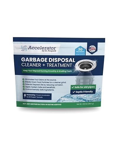Accelerator by Dr. Pooper Garbage Disposal Cleaner and Treatment Eliminates Odors, Breaks Down Food Particles, Extends Disposal Life Non-Toxic, Septic