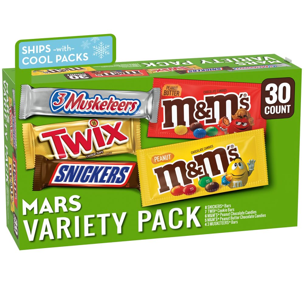 MARS CHOCOLATE SNICKERS, TWIX, MILKY WAY & 3 MUSKETEERS, Bulk Milk Chocolate Full Size Candy Bars, Halloween Chocolate Candy Variety Pack, 53.68 oz