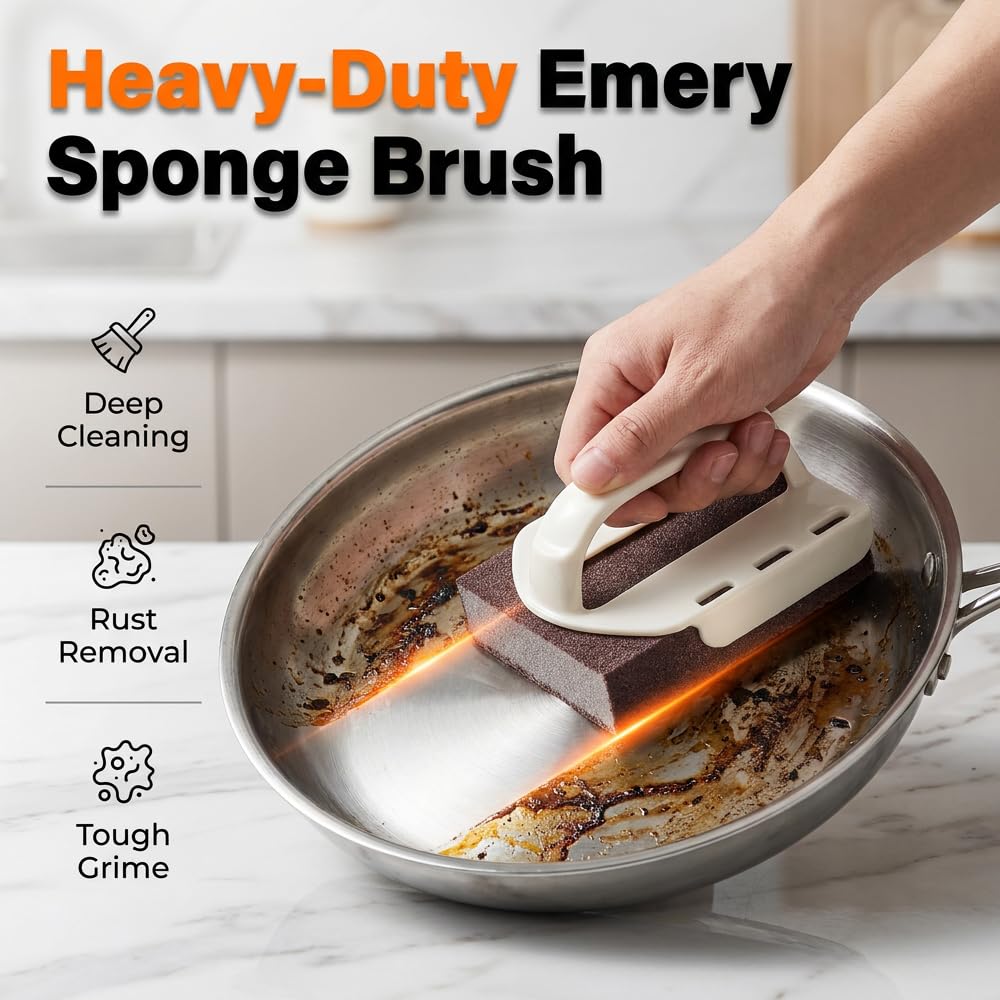 Magic Emery Cleaning Sponge Rust Remover, 2026 New Cleaning Sponge for Stubborn Stains, Emery Sponges Brush Eraser Scrub Pad (Set A)