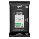 Game Face Deodorizing Body Wipes 25 Count Extra Large Size Compostable Cloth Naturally Formulated Hydrating, Refreshing, and Odor Neutralizing Wipes