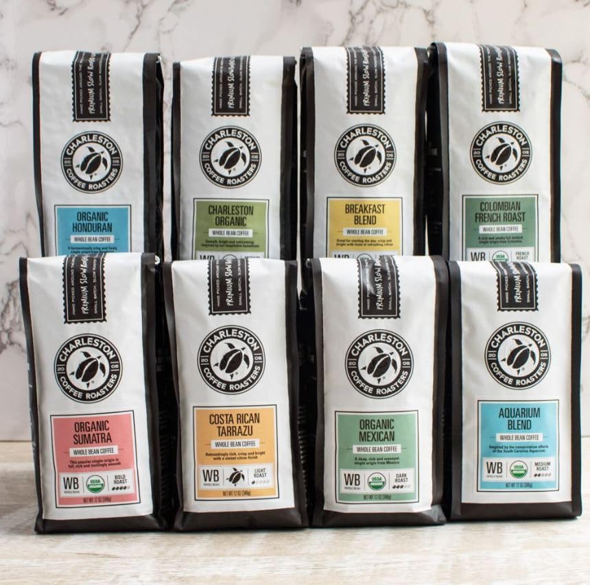 Charleston Coffee Roasters | Specialty Organic Ground Bag | Hand Picked, Premium Slow Roast (Colombian French, Bold Roast) 12oz