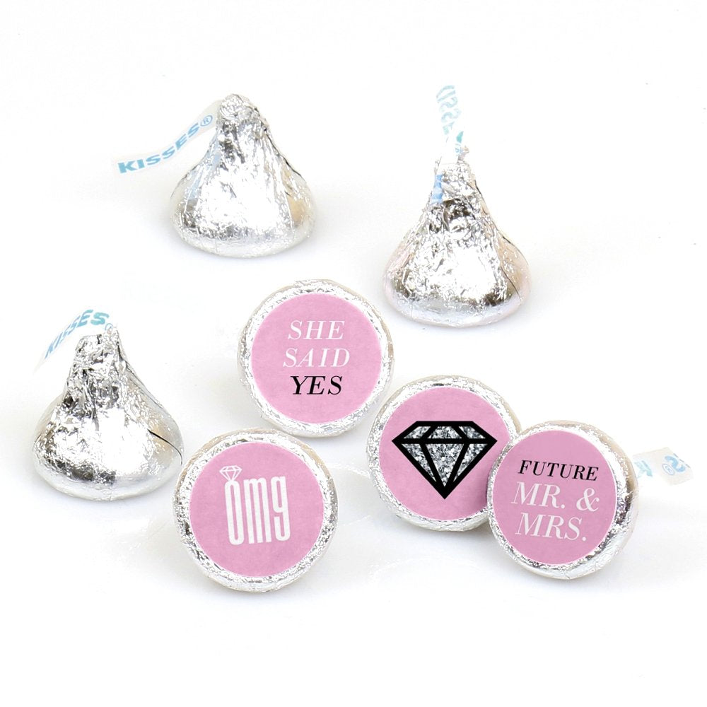 Big Dot of Happiness OMG, You're Getting Married - Engagement Party Round Candy Sticker Favors - Labels Fit Chocolate Candy (1 Sheet of 108)