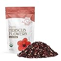 Halo Naturals Organic Hibiscus Flowers Cut & Sifted, 4 Ounces (Hibiscus sabdariffa) USDA Certified | Resealable Pouch| Packaged in The USA