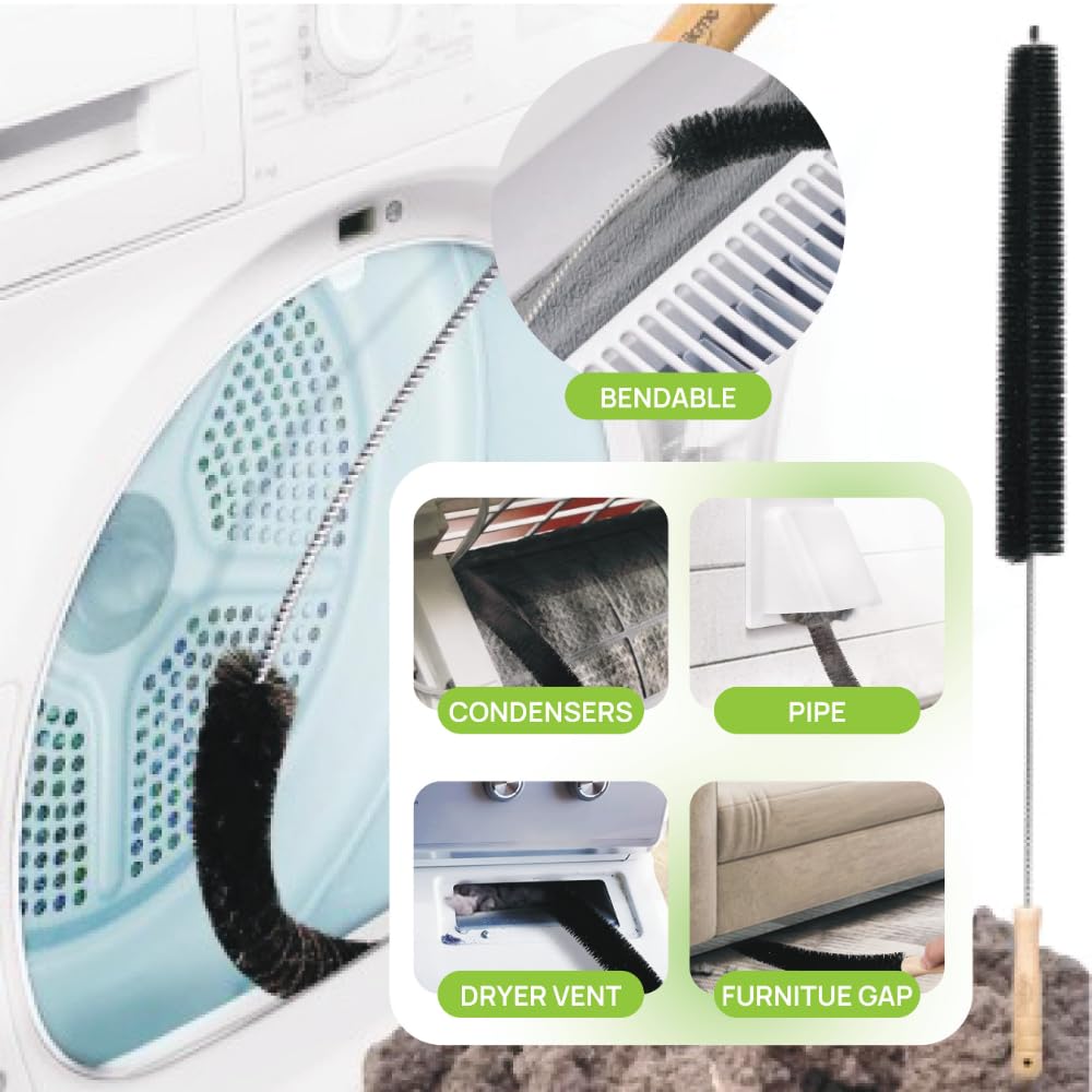 8 Pack Multi-Purpose Washing Machine and Flexible Dryer Vent Cleaning Kit - Dryer Lint Cleaner - Grout, Crevice & Lint Trap Cleaning Tools - Long