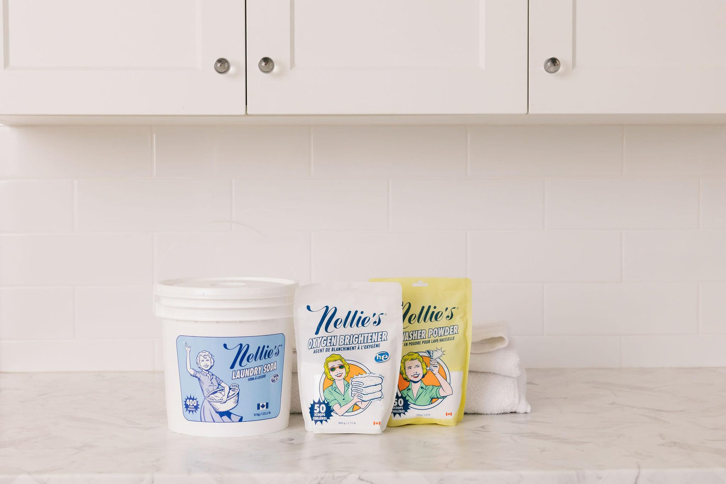 Nellie’s 400 Load Laundry Bundle - Complete Laundry & Dishwasher Kit with 400 Loads Laundry Soda, 50 Loads Oxygen Brightener & 50 Loads Dishwasher