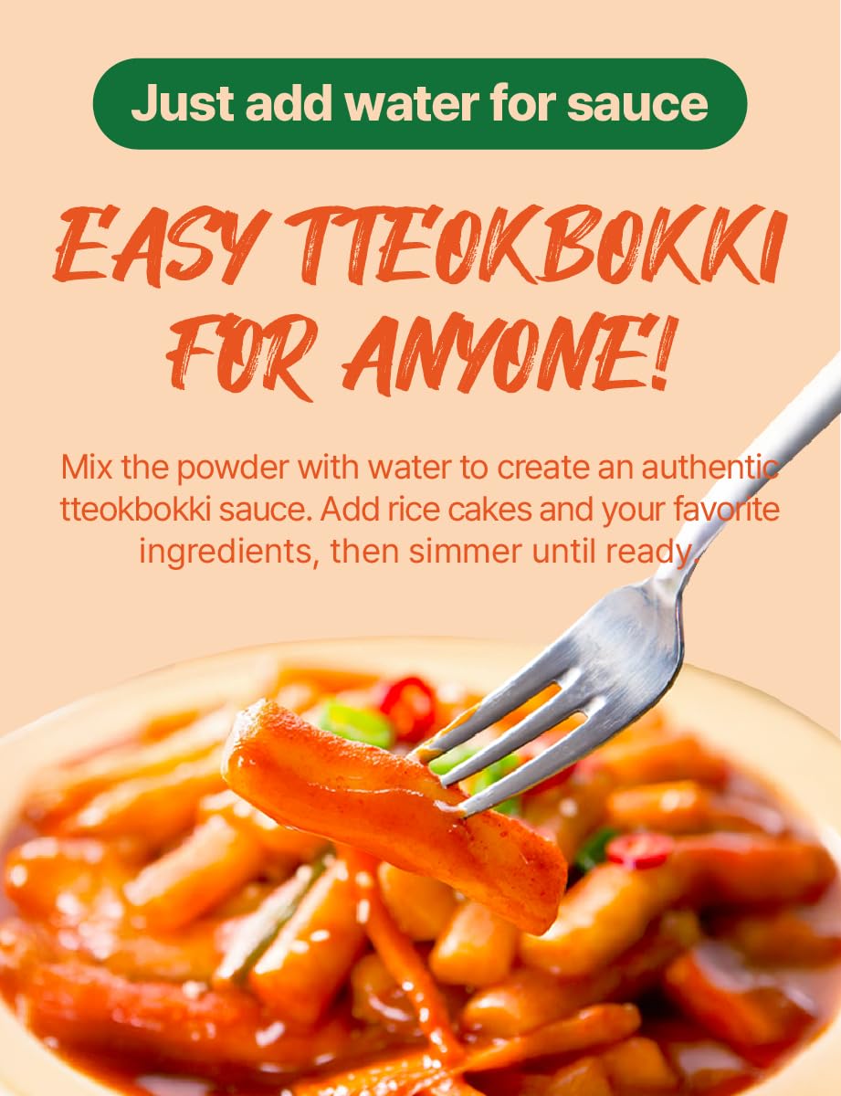 Nice Witch's Secret Recipe Korean Mild Tteokbokki Powder Sauce 12 servings - Perfect for Sweet and Spicy Rice Cake Dishes, Easy and Quick to Make