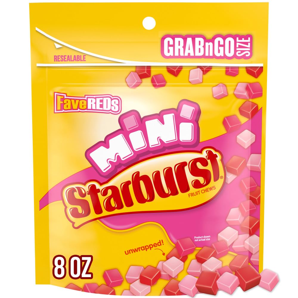 Starburst, Minis FaveRed Mothers Day Candy, Grab N Go Gift for Mom, Resealable Candy, 8 Ounce