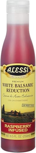 Alessi Balsamic Vinegar Reduction, Autentico from Italy, Ideal on Caprese Salad, Fruits, Cheeses, Meats, Marinades, Raspberry Balsamic (Raspberry