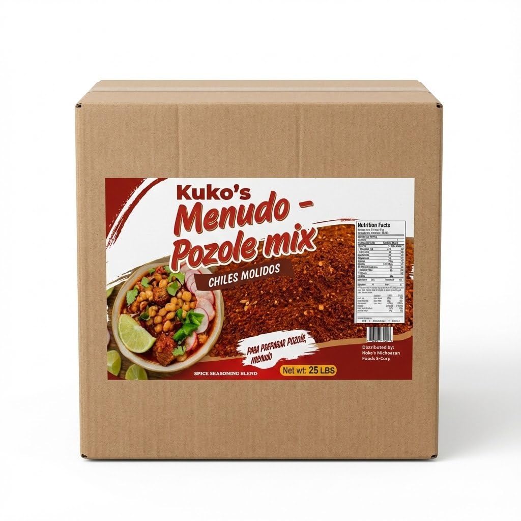 Menudo Pozole Rojo chiles molidos Mix Mexican Spice Seasoning 25 Pounds Bulk Box