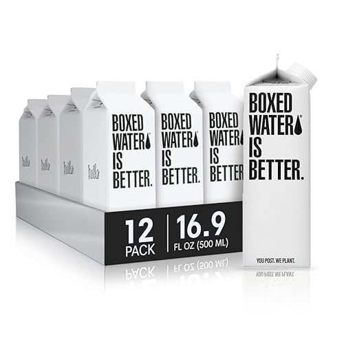 Boxed Water 16.9 oz. (12 Pack) - Purified Drinking Water in Plant-Based Cartons - BPA-Free, Refillable, Reusable - More Sustainable than Premium