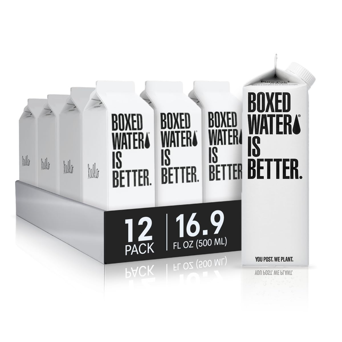 Boxed Water 16.9 oz. (12 Pack) - Purified Drinking Water in Plant-Based Cartons - BPA-Free, Refillable, Reusable - More Sustainable than Premium