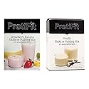 PROTIFIT - High Protein Strawberry Banana & Vanilla Pudding & Shake Mix 2 Pack, 15g Protein, Low Calorie, Low Fat, Low Carb, Aspartame Free, Idea