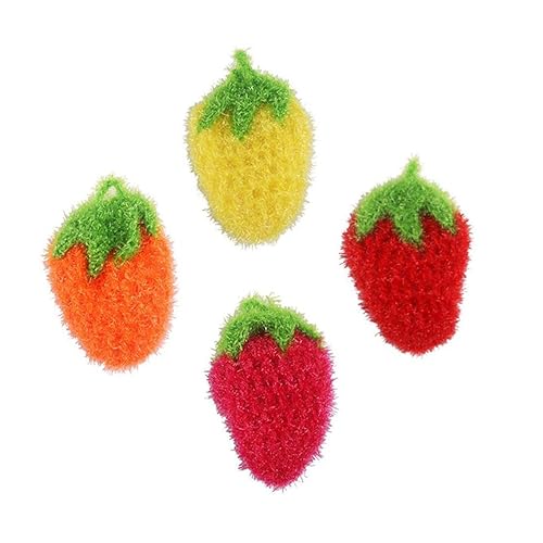 UPKOCH Dish Sponge Towel Strawberry Kitchen Cleaning Cloth 4pcs