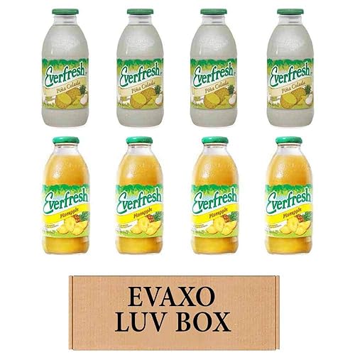 LUV BOX- variety Everfresh Juice 16 oz. pack of 8, Everfresh Pina Colada, Everfresh Pineapple Juice. by evaxo