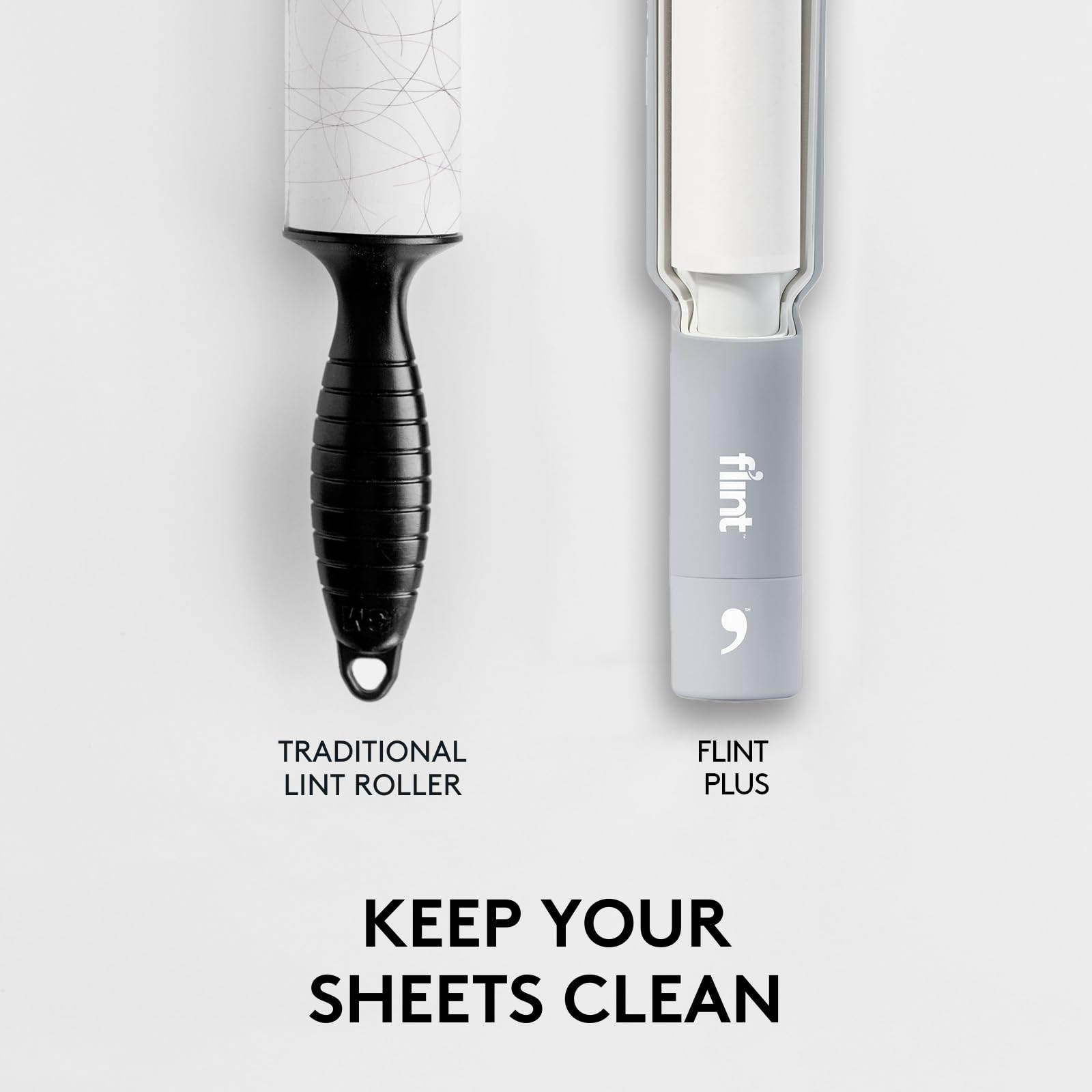 Flint Plus XL Retractable Lint Remover & Pet Hair Roller for Clothes - Refillable & Reusable Lint Roller with 140 Extra Sticky Tear-Off Sheets - Value