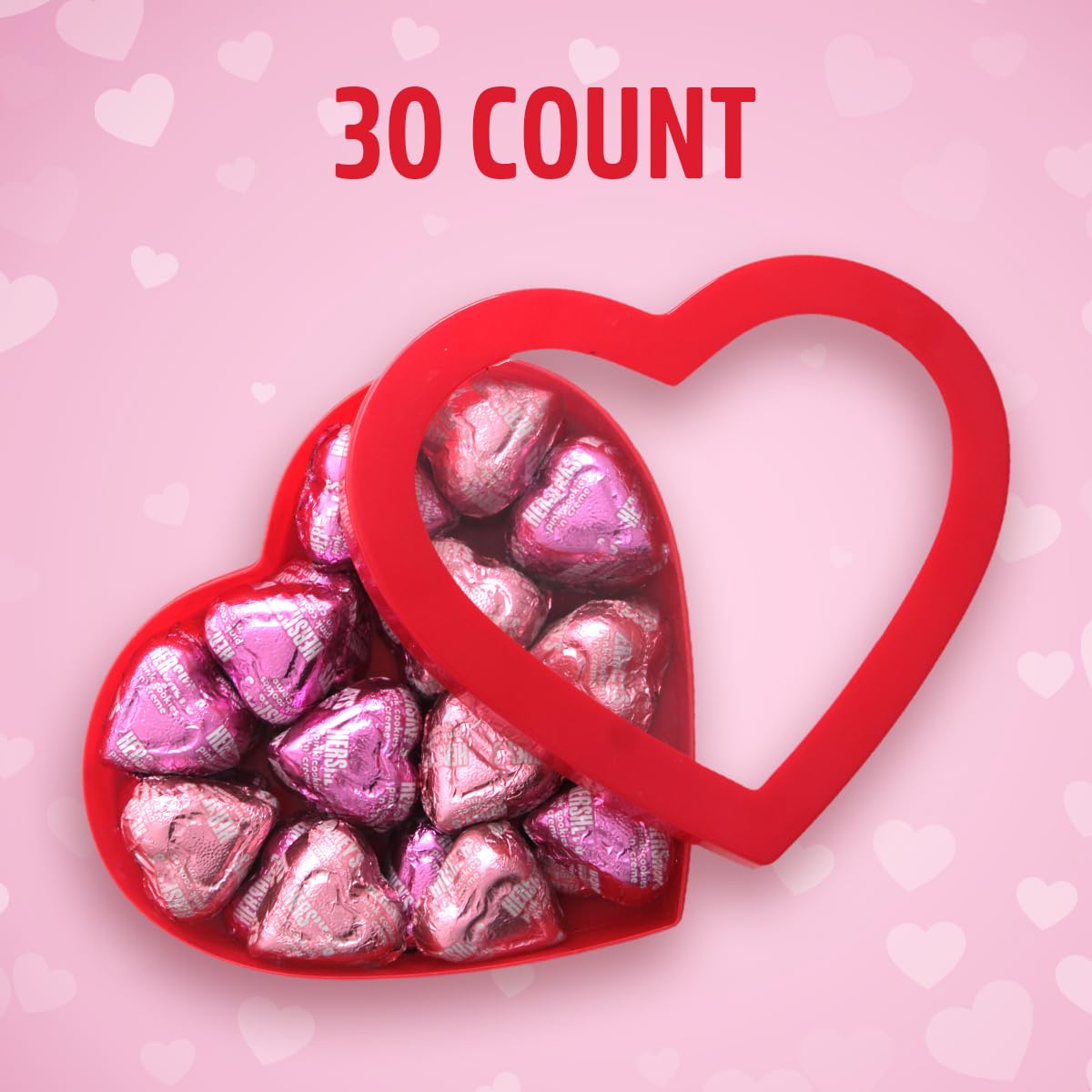 Mothers Day Cookies 'n' Creme Chocolate Hearts in Heart Box, Pack of 30, Mothers Day Chocolate Gift Box, Perfect Chocolate Gift for Mom, Wife, or