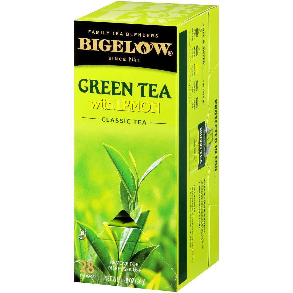 Bigelow Green Tea with Lemon Tea Bags 28-Count Box (Pack of 1) Green Tea Bags with Lemon Peel and Natural Flavors Rich in Antioxidants