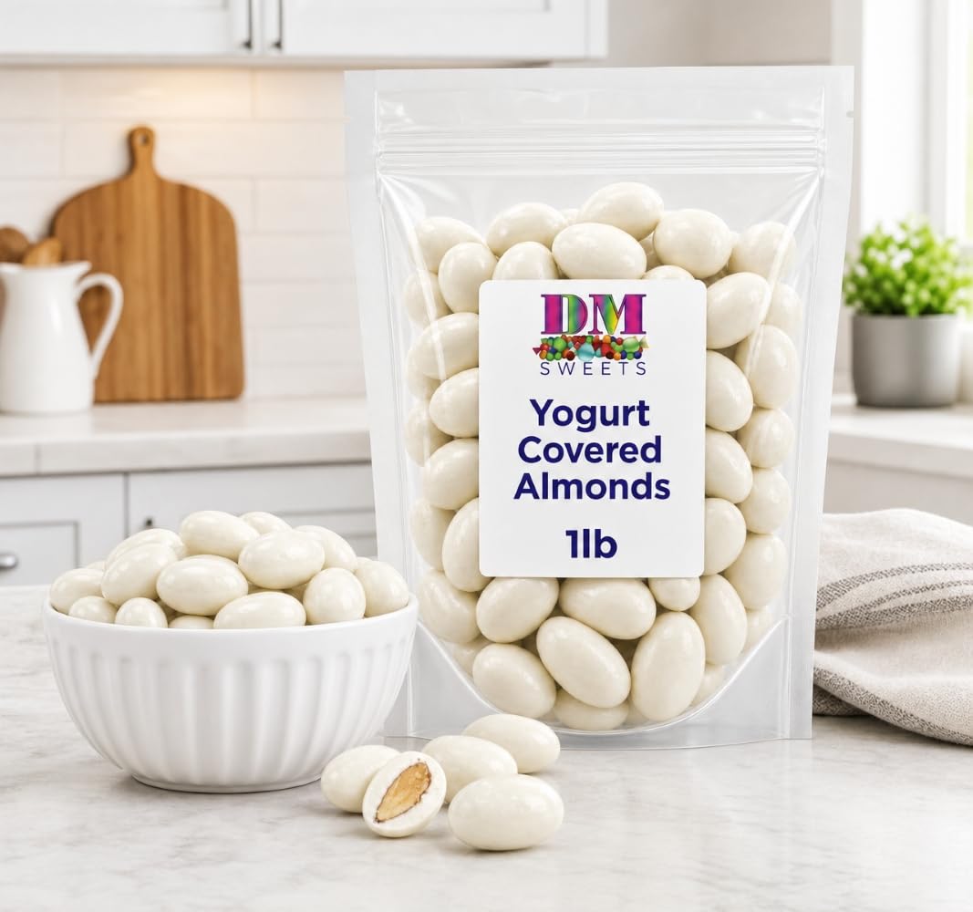 Yogurt Covered Almonds - 1 lb of White Sweet Yogurt Dipped Fresh Almonds