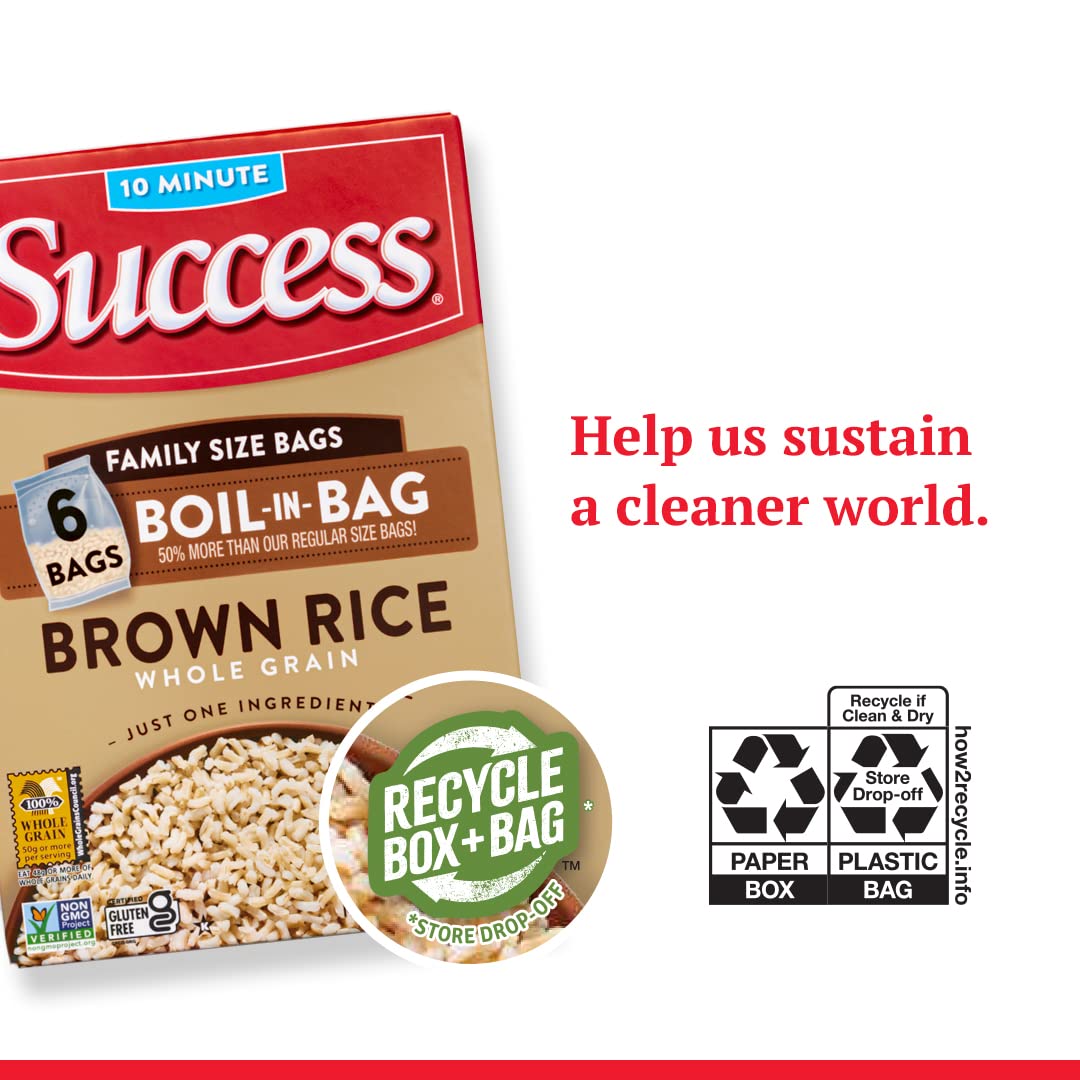 Success Boil-in-Bag Rice, Brown Rice, Quick and Easy Rice Meals, 32-Ounce Box