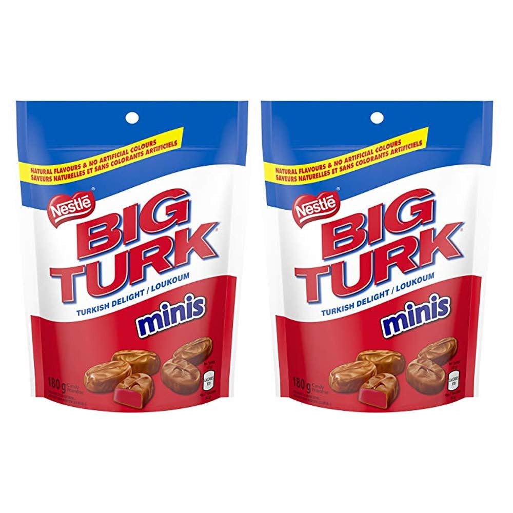 Nestle Big Turk Bites Minis 180g/6.3oz, 2-Pack, Imported from Canada, Low Fat Chocolate Candy with Jelly