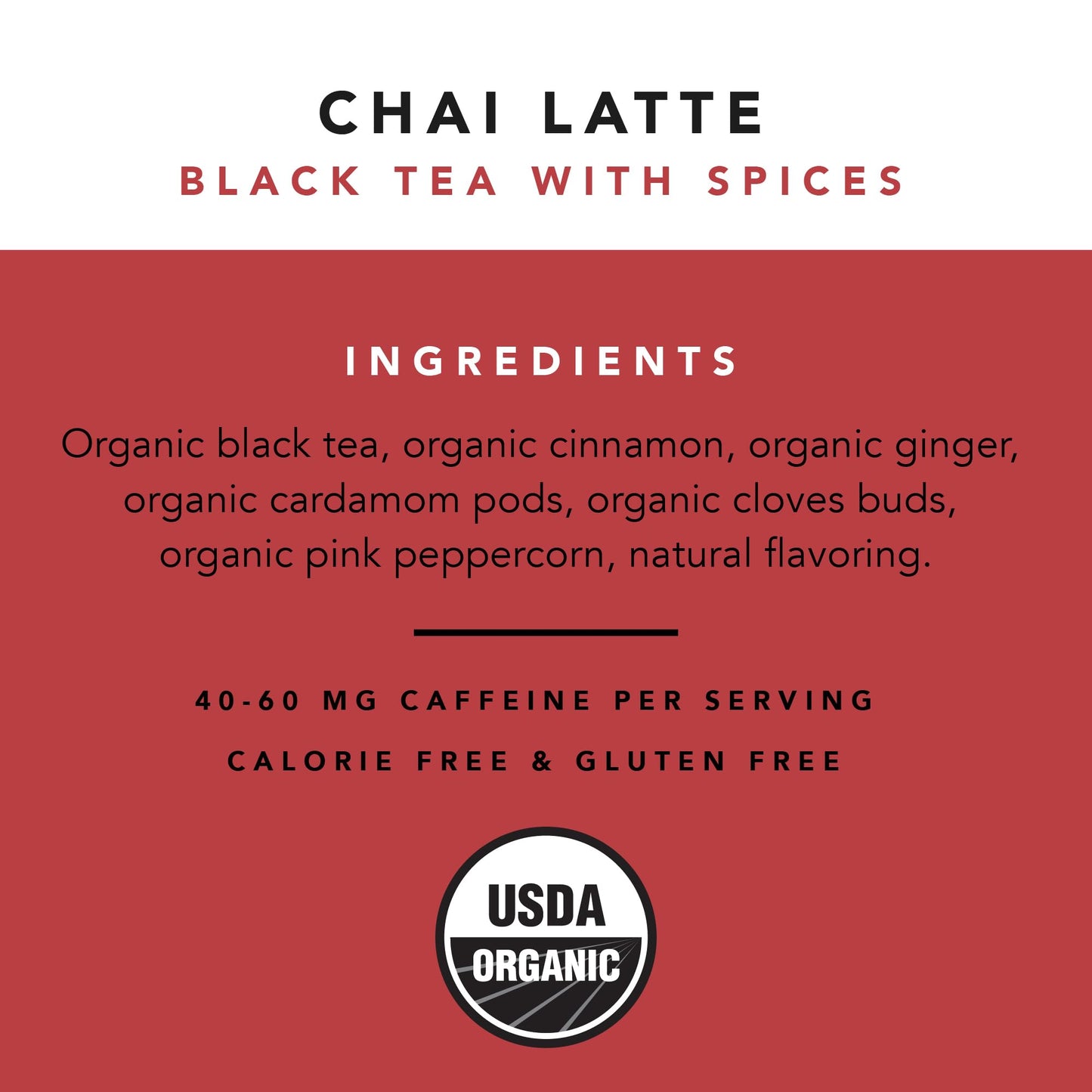 Pinky Up Organic Chai Latte Tea - Whole Leaf Organic Black Tea, 40-60mg Caffeine Per Serving, Naturally Calorie Free & Gluten Free Flavored Tea, 3 Oz