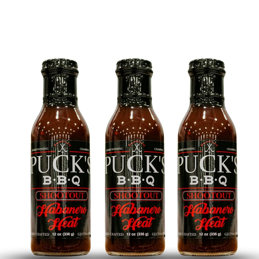 Puck's BBQ Shootout - Habanero Heat Sauce, 12 oz BBQ Sauce (3)