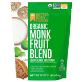 BetterBody Foods Organic Monk Fruit Sweetener Blend, Raw Cane Sugar Substitute, Zero Calorie, Keto Diet Friendly, Zero Net Carbs, Zero Glycemic