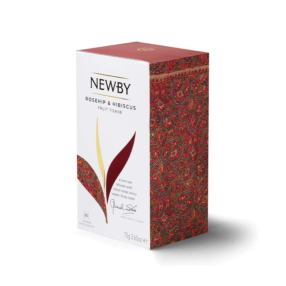Rosehip & Hibiscus - 25 Individually Wrapped Tea Bags - Fruity & Caffeine-Free Herbal Tea by Newby Teas