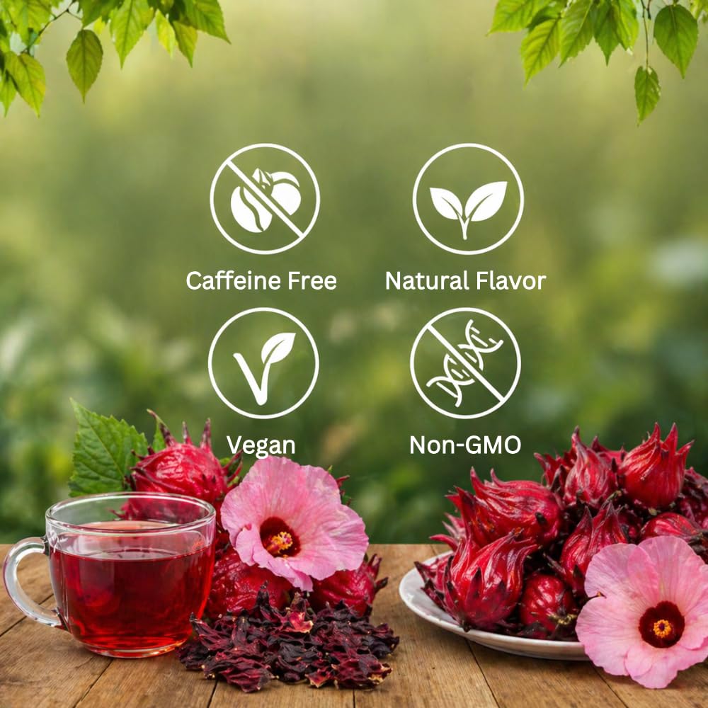 ZAVBE Dried Hibiscus Flowers for Tea - Whole Loose Leaf Hibiscus (Flor de Jamaica) - Cut and Sifted - Resealable Pouch - Caffeine Free Herbal Tea