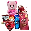 Valentines Day Gift Teddy Bear with Chocolates and Cookies Assortment, 10 Inches (pink)
