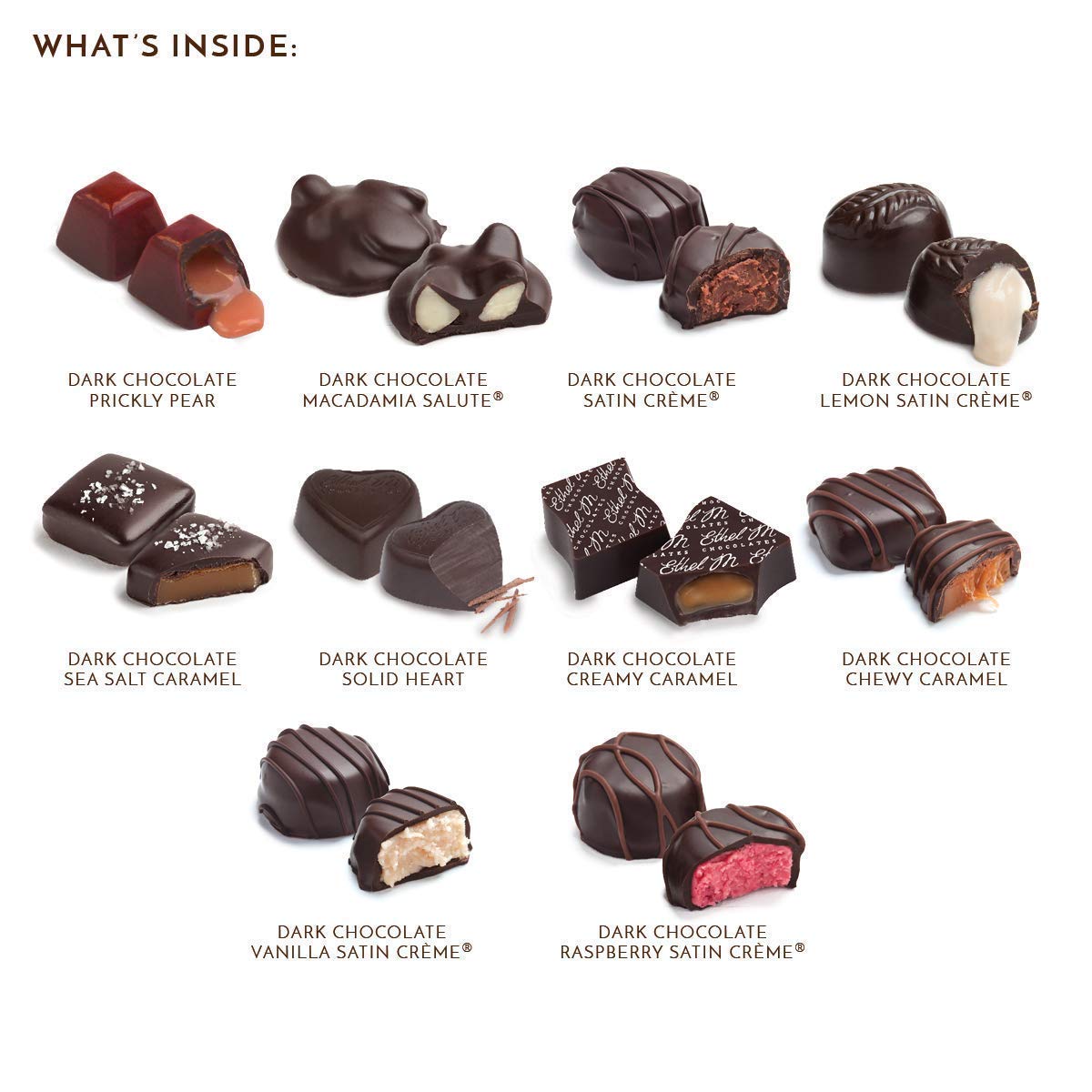 Ethel M Chocolates 24 Piece Premium Dark Chocolate Collection Assortment Candy Gift Box ? Exotic flavors, lemon, vanilla, caramel and more