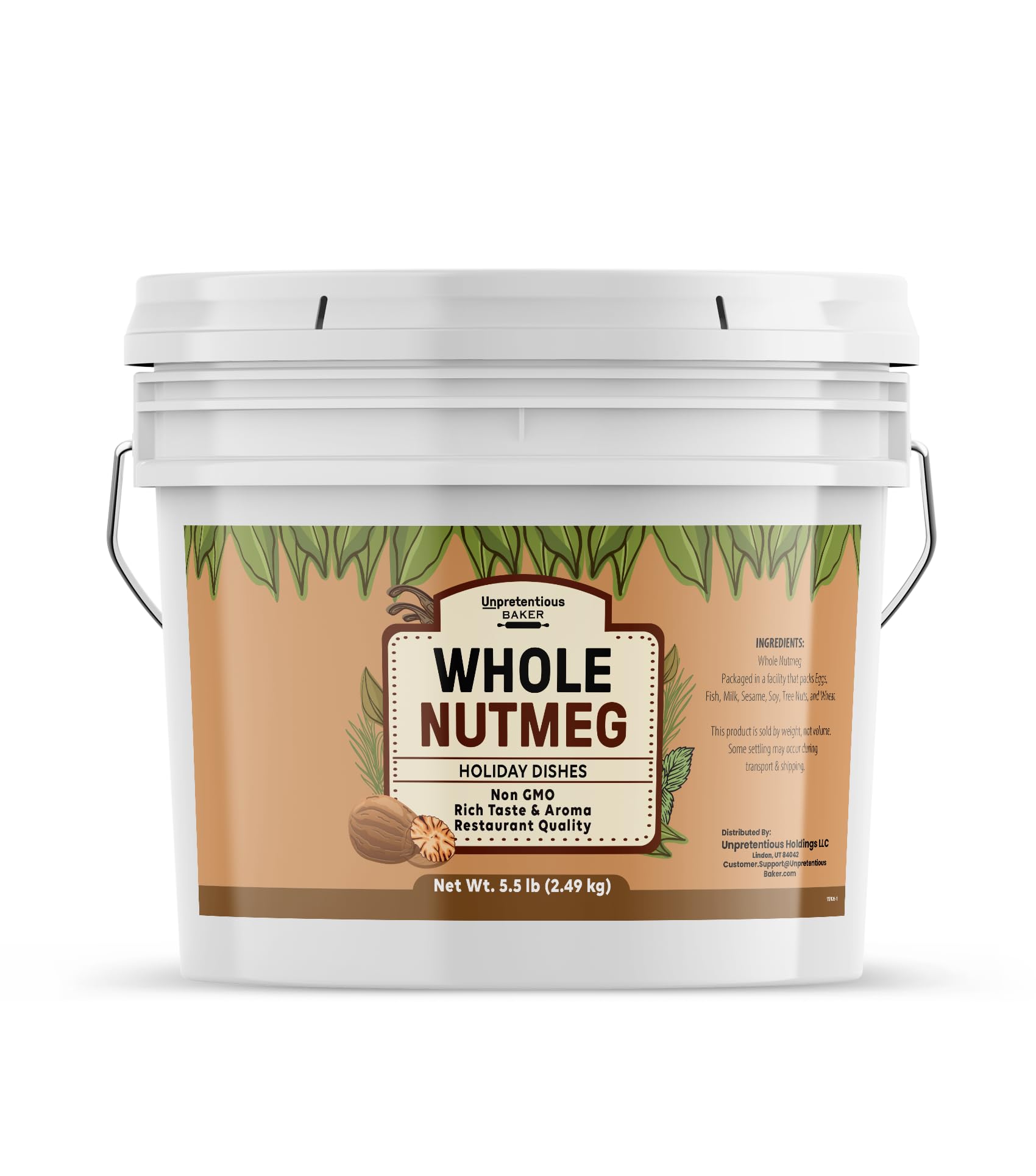 Unpretentious Whole Nutmeg, 1 Gallon, Gluten Free, Ideal for Holiday Dishes & Baked Goods