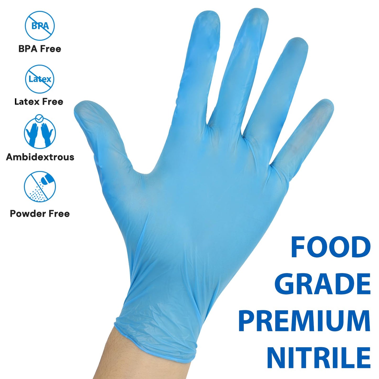 EDI Nitrile Gloves Blue - Disposable, Medium, 100 Count, Powder & Latex-Free, Food Safe, Chemical Resistant, 4 Mil Thickness