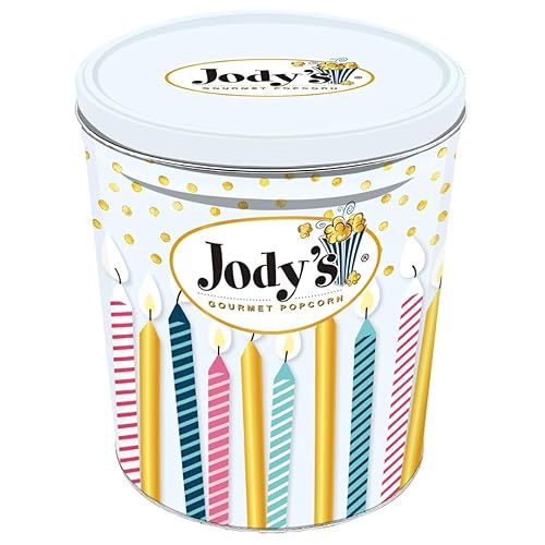 Jody's Gourmet Popcorn Celebration 3.5 Gallon Tin - Gourmet Popcorn Mix with Caramel Corn, Birthday Cake and Confetti - Party Snack Assortment, Gift