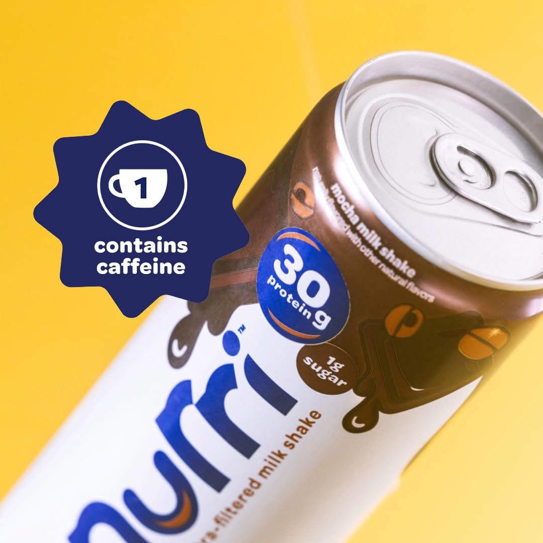 Nurri - 30g Protein Ultra Filtered Milk Shake - Mocha- with Caffeine for Energy, Lactose Free, Low Sugar, 150 Calories, 10 Vitamins and Minerals - 11