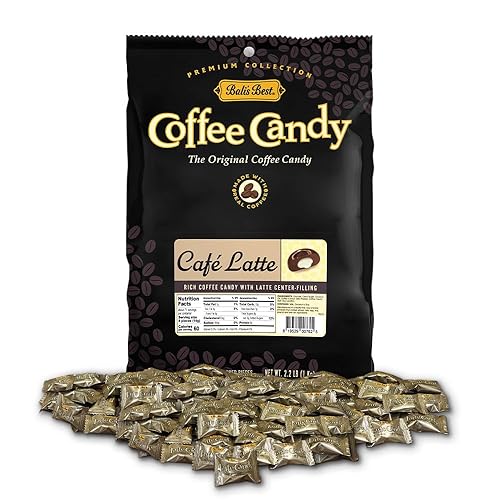 Bali's Best Café Latte Candy, 2.2 Pound Bag, Individually Wrapped Hard Candy with Latte Filled Center, Made with Real Sumatran Coffee, Halal