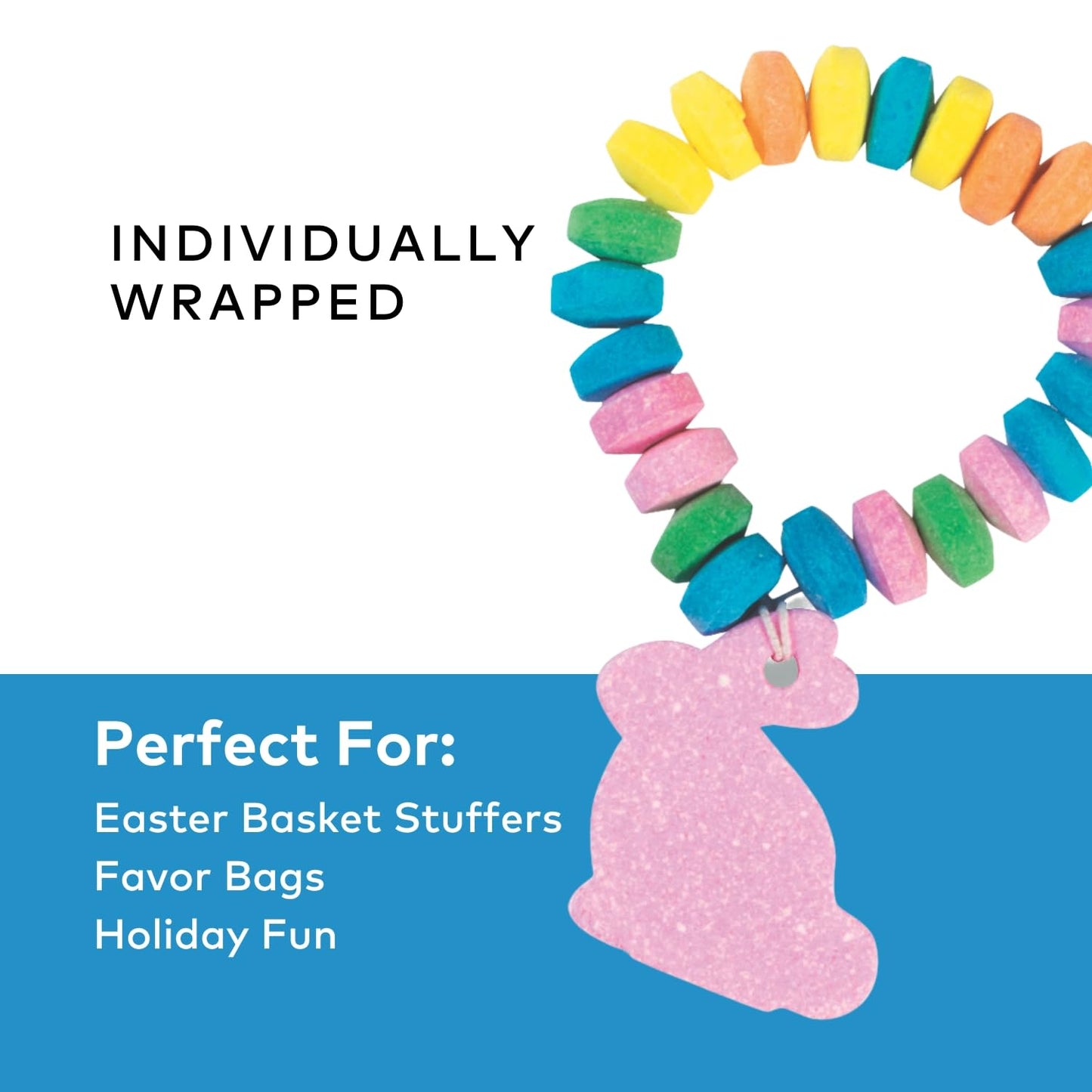 Fun Express Easter Candy Stretchable Edible Bunny Bracelets - Great for Easter Egg Hunts and Other and Spring Celebrations (12 Pieces)