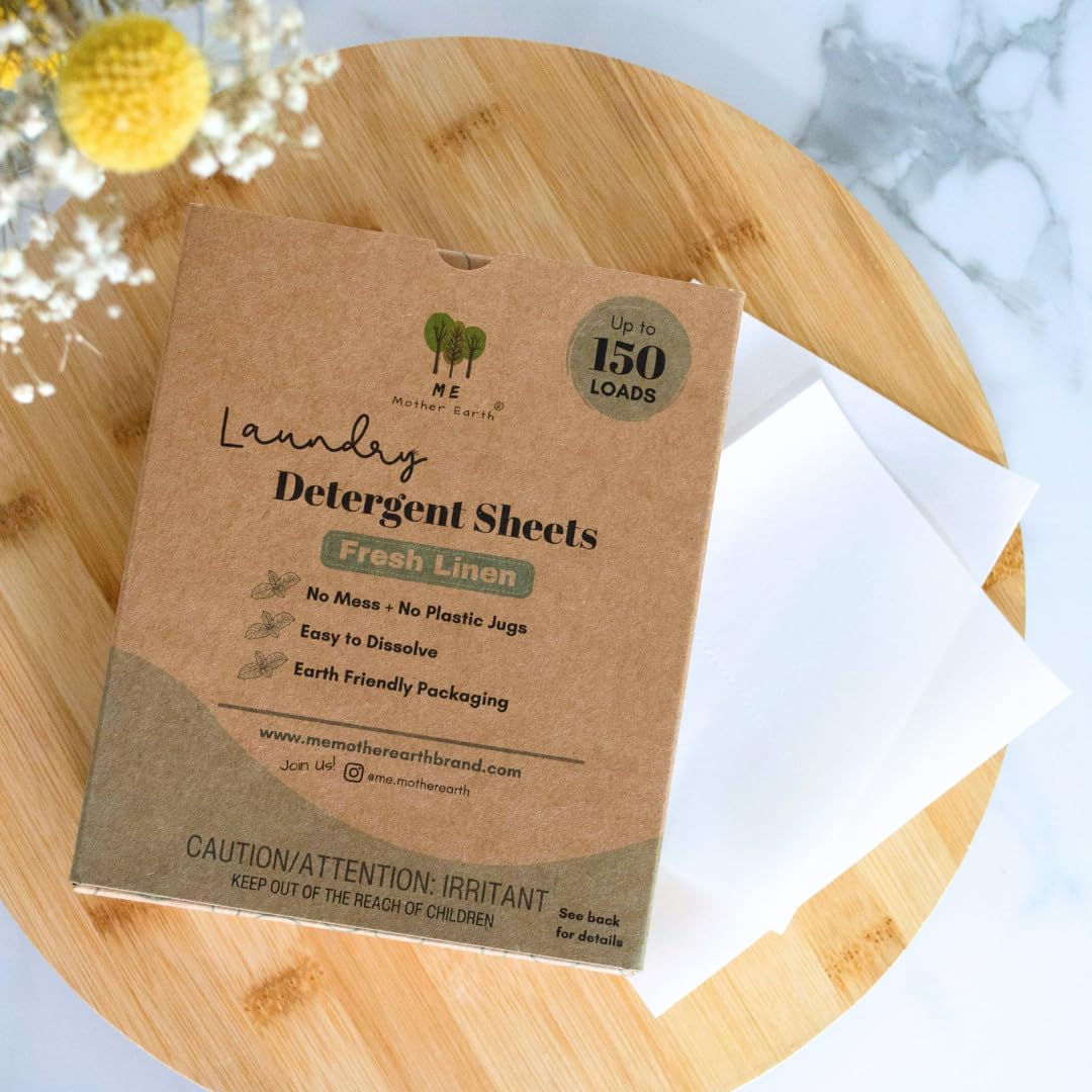 ME Mother Earth Laundry Detergent Sheets Essential for Travel, No Mess, Space Saving, Convenient, Concentrated, Liquidless, Hypoallergenic