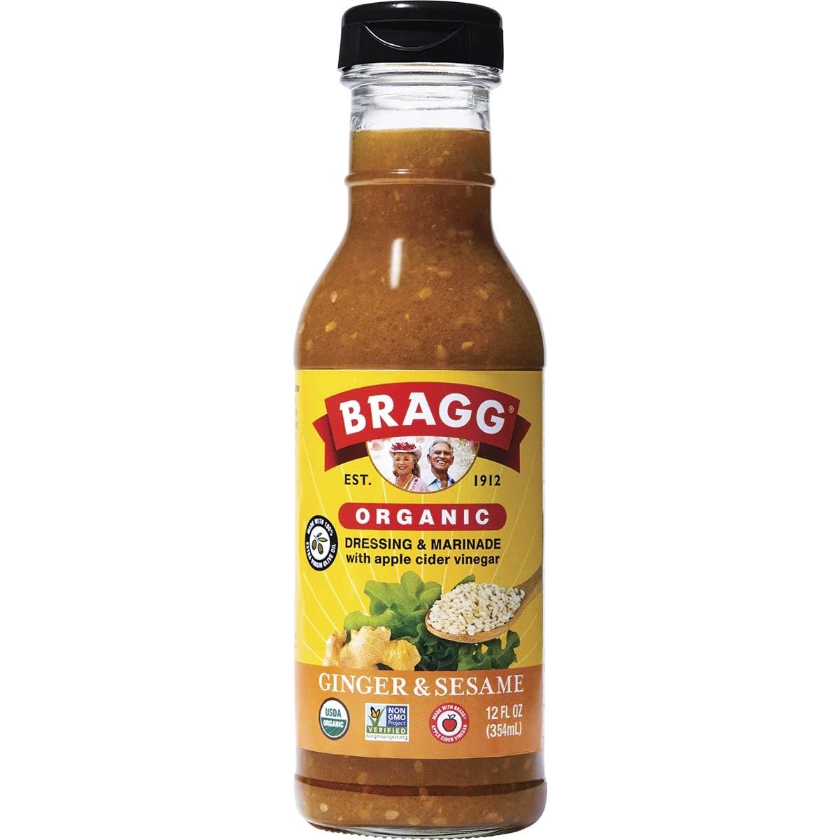 Bragg Organic Ginger and Sesame Salad Dressing and Marinade - 12 fl oz - Gluten-Free Dressing with Bragg Apple Cider Vinegar
