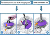 Replacement Microfiber Mops Head, Compatible for Hurricane Spin Magic Mop Head, fits 6.36‘’ Standard Replacement Round Spin Mop Heads,Inner Hole 2.5''