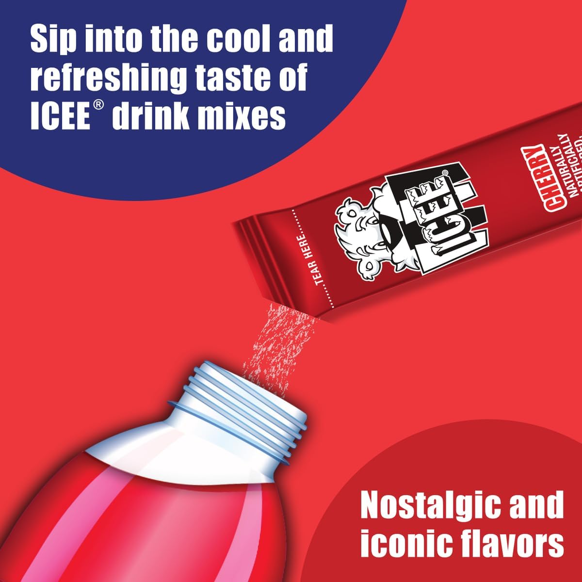 ICEE Cherry Singles To Go - Pack of 3 - Powdered Drink Mix - Zero Sugar - 6 Sticks Per Box - 18 Servings