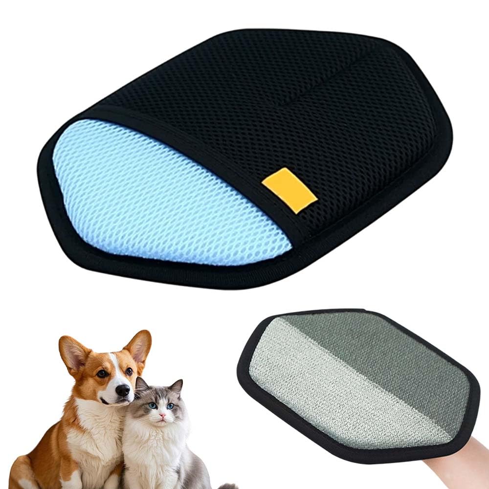 PolishWiz Pet Hair Removal Glove for Cats & Dogs, 2025 Upgraded Reusable Electrostatic Grooming Glove, Washable Pet Hair Remover Tool (Blue)