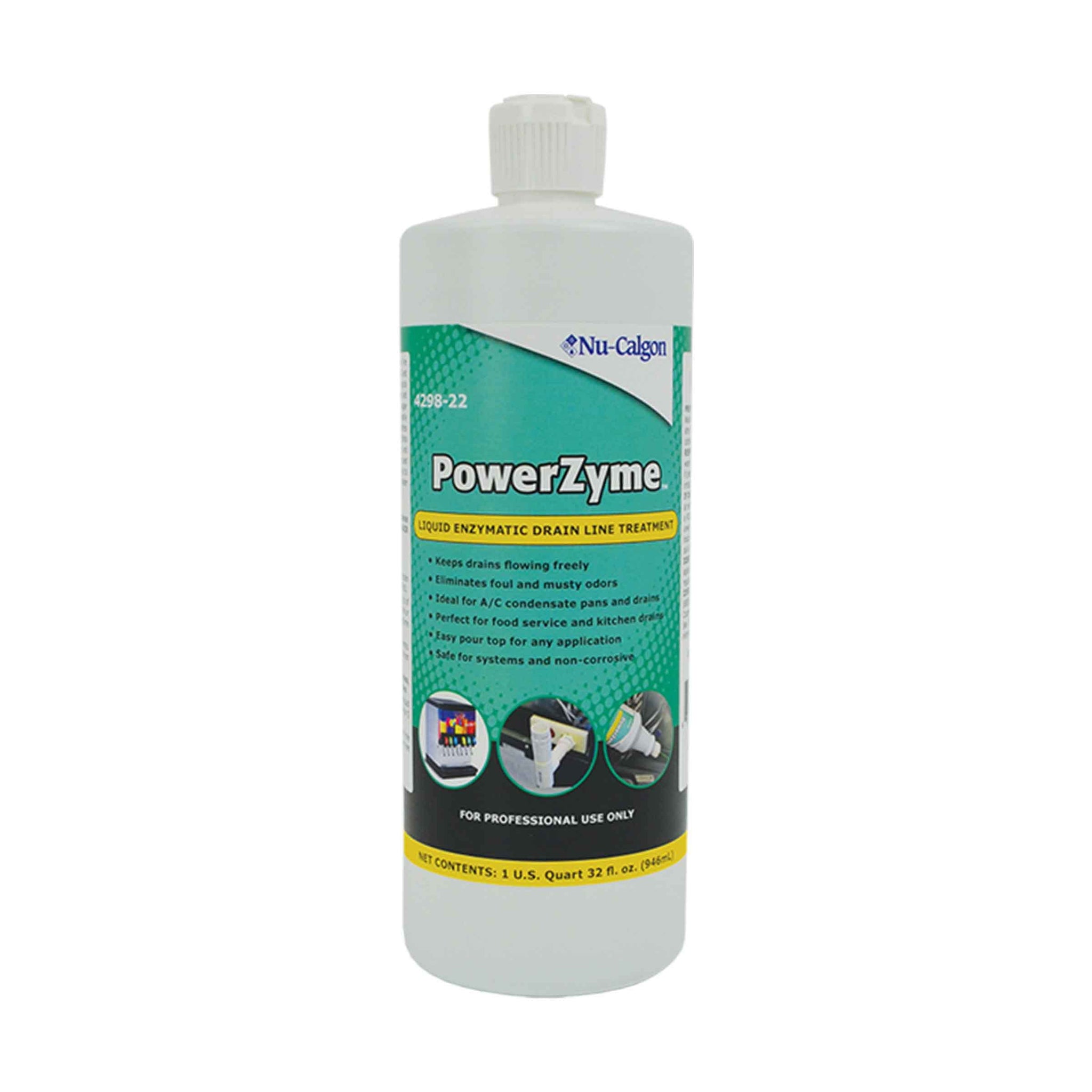 Nu-Calgon 4298-22 PowerZyme Liquid Enzymatic Drain Line Treatment (32 oz. Bottle)