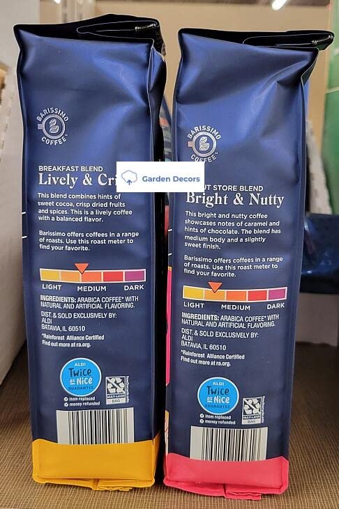 Barissimo Coffee Breakfast & Donut Store Blend Ground Coffee Medium Roast 12oz 340g (Two Bags)